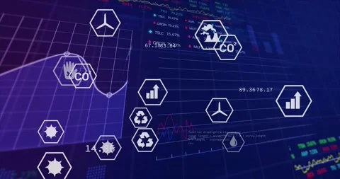 Grid fading in causing hex icons sliding and grouping while labels updating to Video stock 331063009