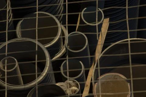 A grid featuring circles and sticks arranged creatively on it Stock Photos