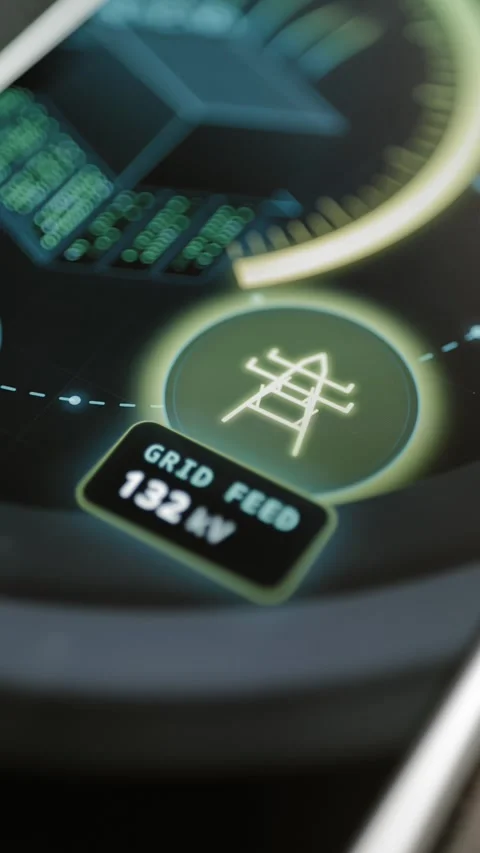 Grid feed control reads exact 131 kV Stock Footage 344848849