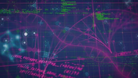 Grid filling frame starting code scrolling tracing curves nodes pulsing to Stock Footage 315788133