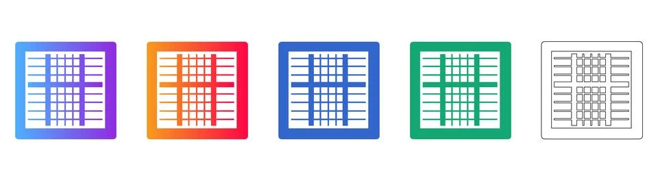Grid Filter or Vent Icon Set Stock Illustration