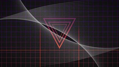 On grid flicker inverted triangle glitching, fragmenting, white wave revealing Stock Footage 314656641