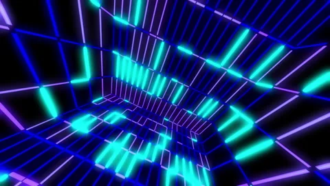 Grid Flickering Glowing Abstraction Background Looped Video Stock Footage 155231851