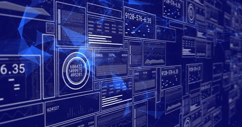 Grid floating starting panels filling scrolling as circle readout updating to Vidéo 311224772