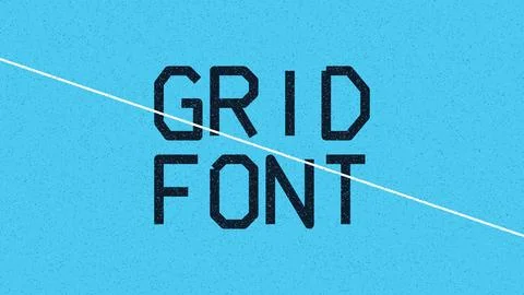 Grid font typography display on light blue background with diagonal line Stock Illustration
