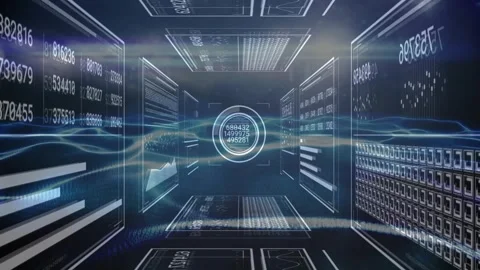 Grid forming corridor causing HUD updating numeric arrays and charts while 動画素材 329226158