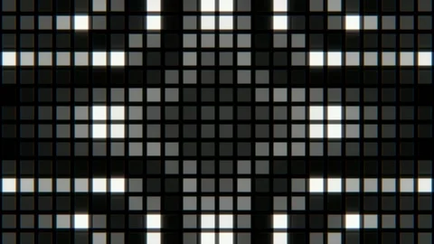 Grid of geometric shapes with flash lighting effect in motion loop animated Stock Footage 328710223