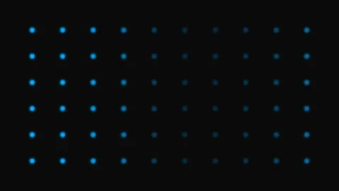 A grid of glowing blue dots fading into darkness on a black background Stock Footage 339617882