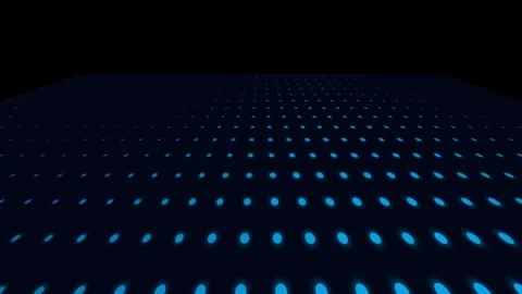 A grid of glowing blue dots receding into the darkness of deep space Video stock 335117740