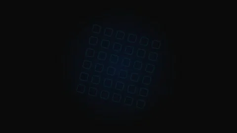 A grid of glowing blue square outlines floating against a deep black backgrou Stock Footage 339615299