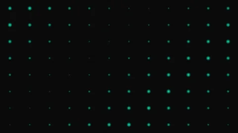 A grid of glowing cyan dots arranged in a digital pattern on black background Stock Footage 339614767
