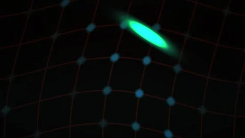 Grid with Glowing Green Particle Moving on Dark Network Background for Tech.. Stock Footage 343727470