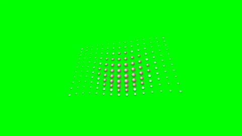 A grid of glowing pink spheres floating against a vibrant green background Stock Footage 340904098