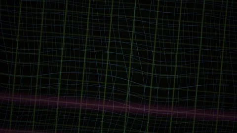 Grid with Glowing Purple Line in Dynamic Wave Motion Abstract Background Stock Footage 343727890