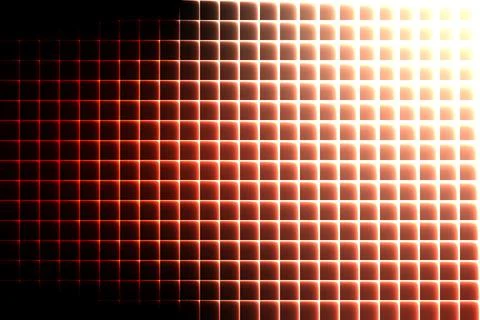 Grid of glowing rounded squares transitioning from dark red to bright background Stock Illustration