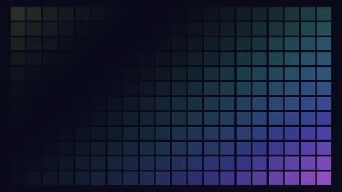 A grid of glowing squares fading into a deep dark black background gradient Video stock 335117294