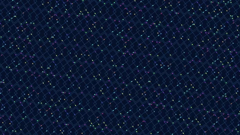 Grid of glowing stars on deep blue background Stockbeeldmateriaal 303192591