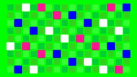 A grid of green squares featuring random colored accents in blue pink white Video stock 341822576