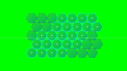 A grid of hexagonal shapes arranged on a vibrant green background screen Stock Footage 340905200