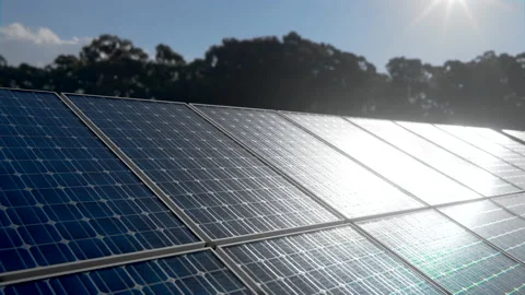 Off grid home solar cell system charging at sunny day Video stock 168257620