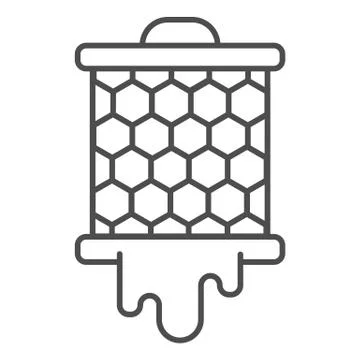 Grid with honeycombs from beehive thin line icon, beekeeping concept, bee honey Ilustração Stock