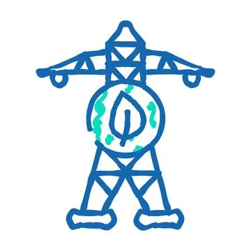 Grid innovation electric icon doodle illustration Stock Illustration