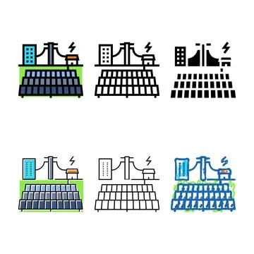 Grid integration series solar panel color icon vector Stock Illustration