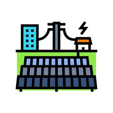 Grid integration solar panel color icon vector illustration Stock Illustration