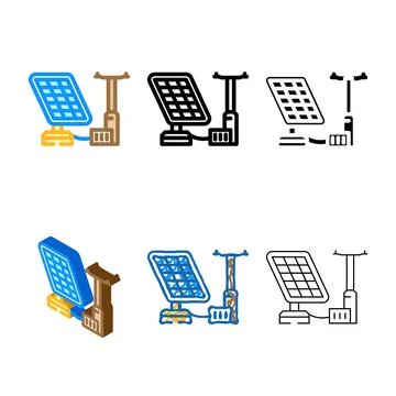 Grid integration solar panel color icon vector variations Stock Illustration