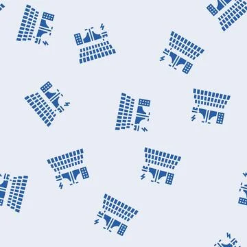 Grid integration solar panel glyph seamless pattern Stock Illustration