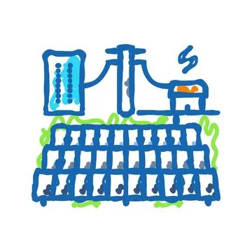 Grid integration solar panel icon doodle illustration Ilustración de archivo