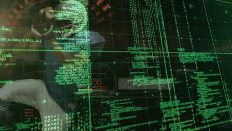 Grid interface scanning code and tracking quarterback stepping and analyzing Stock-Footage 313677057