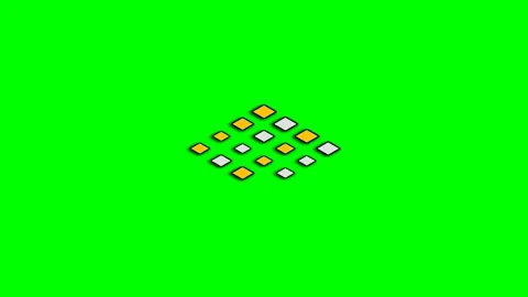 A grid of isometric yellow and white diamond shapes on a bright green backg.. 動画素材 340268396