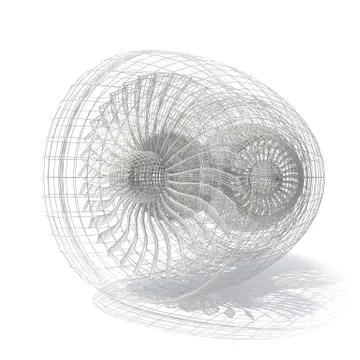 Grid jet engine isolated on white with shadow. 3d rendering Stock Illustration