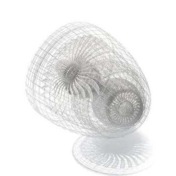 Grid jet engine isolated on white with shadow. 3d rendering Stock Illustration