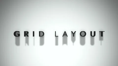 Grid layout 3D title animation matte black text on a white background Stock Footage 300717650