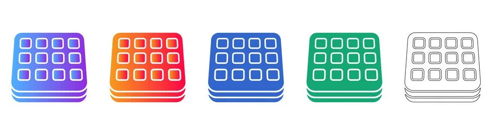 Grid Layout Icon Collection Stock Illustration