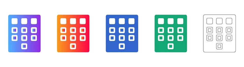 Grid Layout Interface Icon Set Stock Illustration
