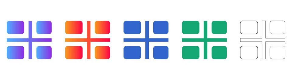 Grid Layout Interface Icon Set Ilustração Stock