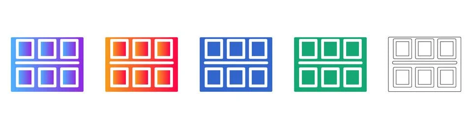 Grid Layout Interface Icon Set Stock Illustration