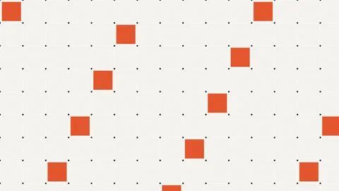 Grid layout with orange squares on dotted background pattern Stock Illustration