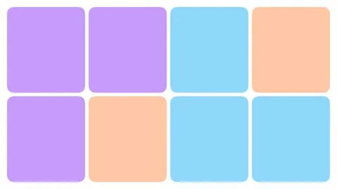 Grid layout of rounded square blocks in purple blue and peach colors for we.. Ilustración de archivo
