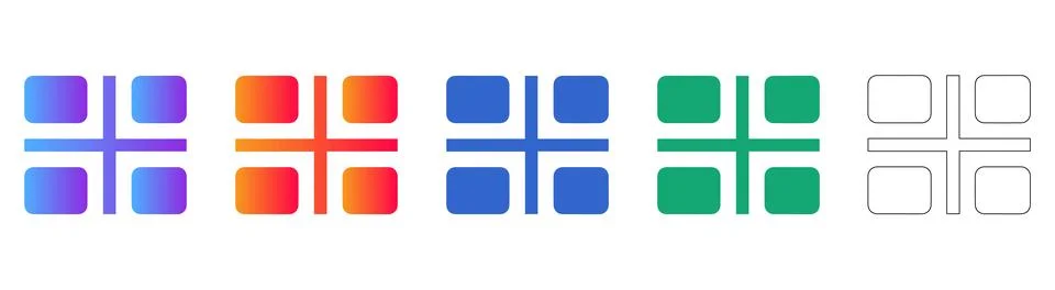 Grid Layout Selection Icon Set Illustrazione stock
