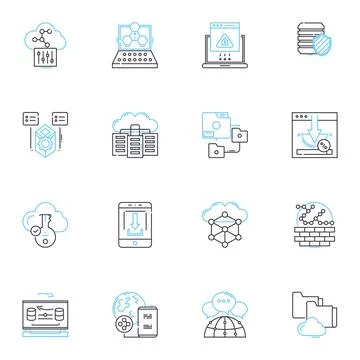 Grid linear icons set. Matrix, Pattern, Mesh, Nerk, Chart, Grille, System line Stock Illustration