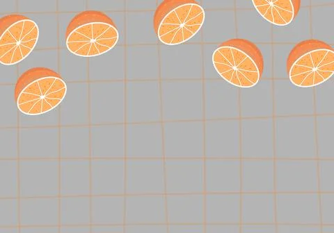 Grid lines pattern with orange slices background. Stock Illustration