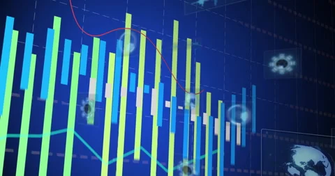 Grid loading starting bars rising and panning right, lines oscillating Stock Footage 315613031