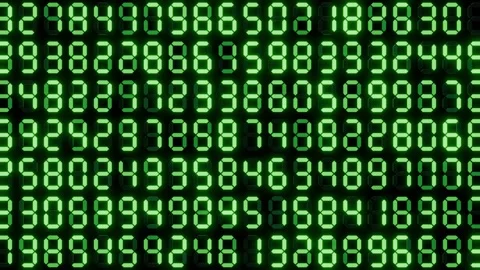 Grid of many digital displays with random numbers at different speeds Stock Footage 257606156