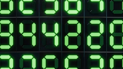 Grid of many digital displays with random numbers, zoom out movement Stock Footage 257606182