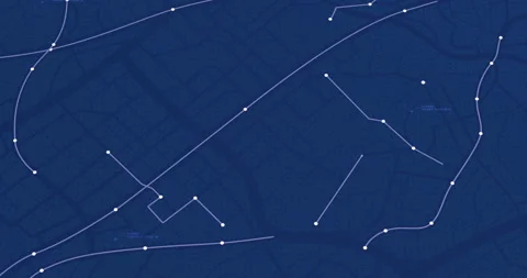 Grid Map with Moving Data Points Stock Footage 339149376