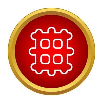 Grid menu app icon on red button 스톡 일러스트